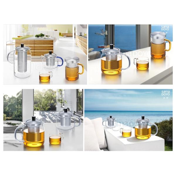 clear Glassware Tea Cups Kettle With Stainless Steel Infuser Strainer