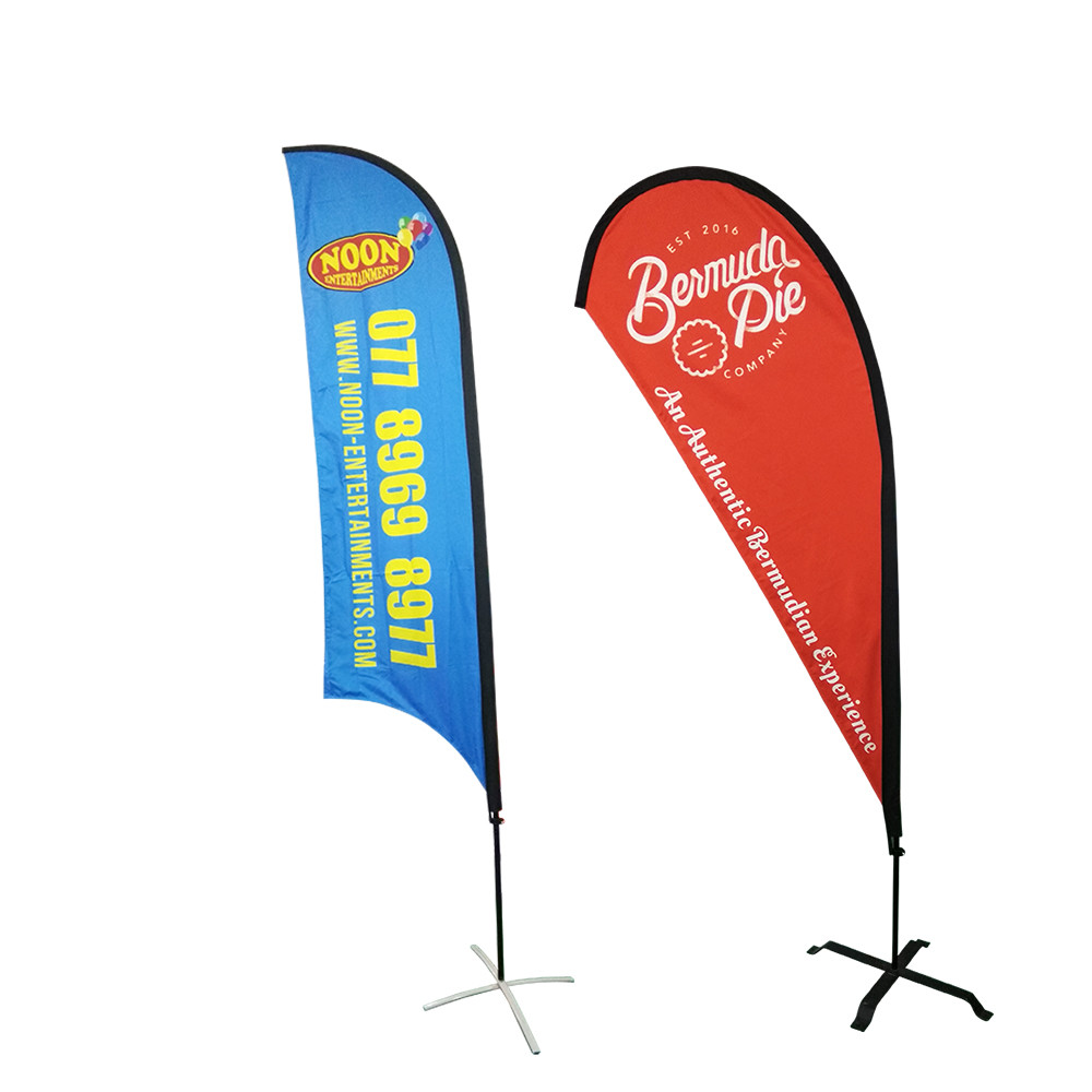 Fiberglass Outdoor Banner Flags 2.8m Digital Printing Feather shape For Beach