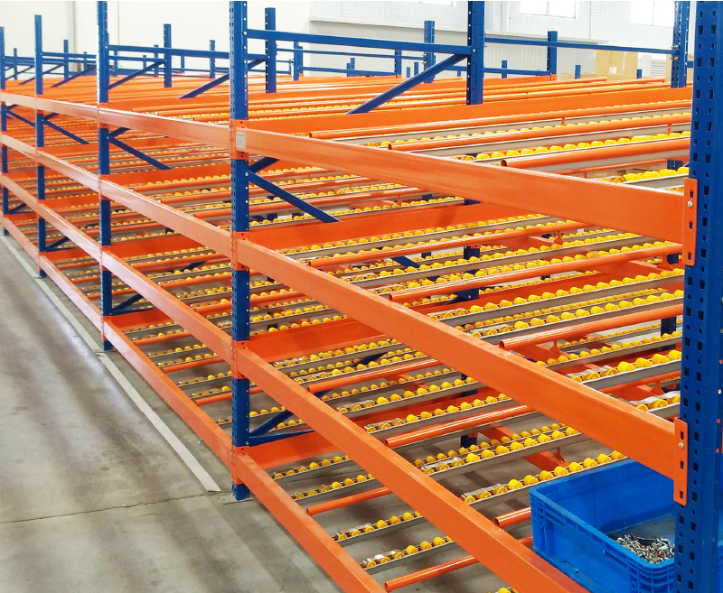 Warehouse Flow Rack for Carton Storage Box Flow Gravity Storage Roller Racking Carton Flow Racking