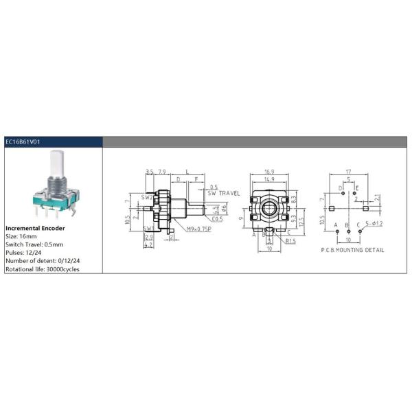 Encoder Switch with Analog Signal and Push Button Knob