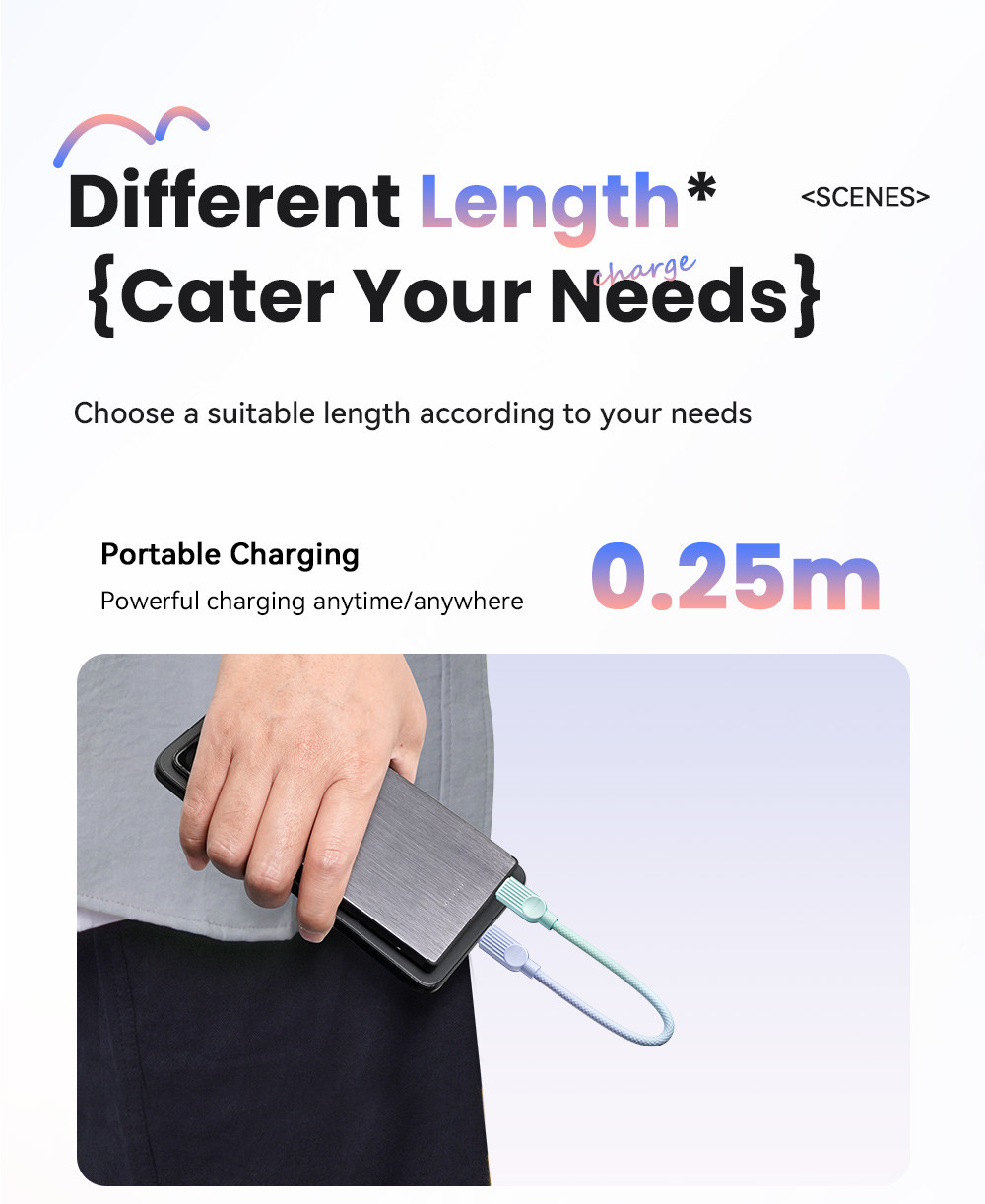 ESSAGER ES-X73 3A PD 60W Type C Fast Charging Data Cable, 1M 2M Colorful Braided Cables