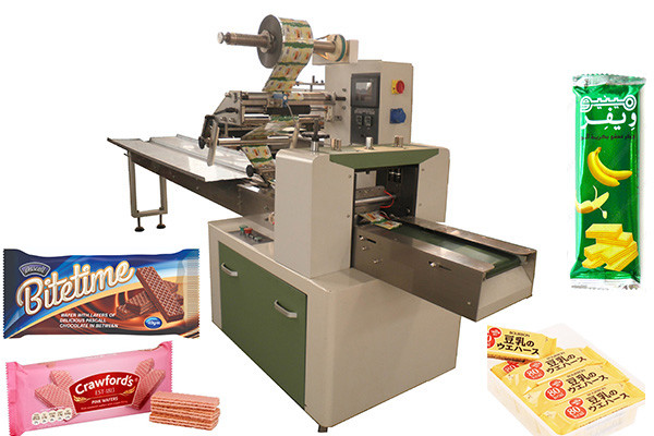 Wafer Biscuit Food Pillow Packaging Machine Stainless Steel 304 Material Flow Packaging Machine CE ISO
