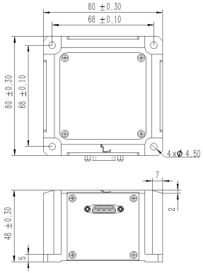 Small Size Three Axis Gyroscope Rugged Fiber Optic Gyro Sensor 80*80*48mm JT3F80