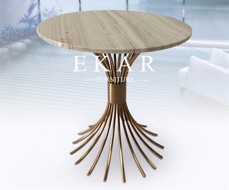 American Modern Style Nature Marble Top Small Side Coffee Table