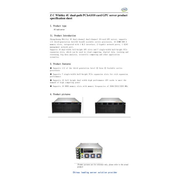 4U Rack Server with 10GPU Support and Dual Intel Xeon Processors