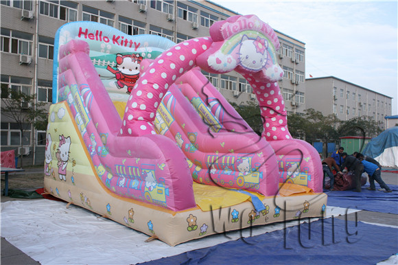 kids lovely kitty cat inflatable slide for sale