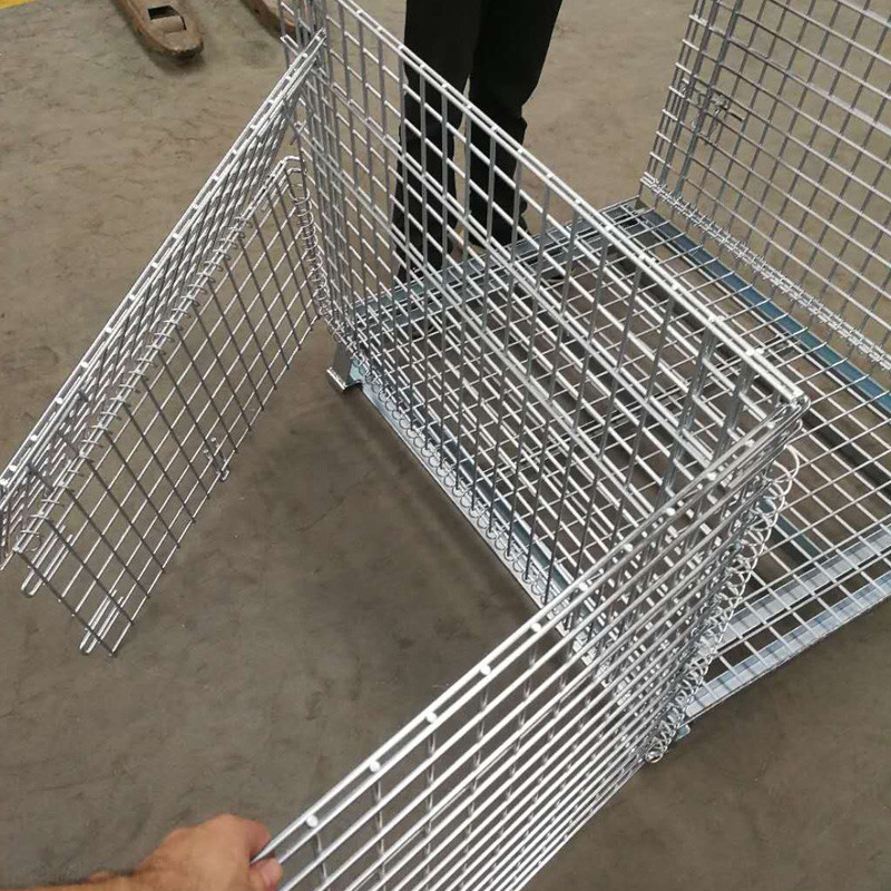 Customized Foldable Metal Folding Storage Cag Wire Mesh Container Warehouse Cargo Storage Equipment ﻿
