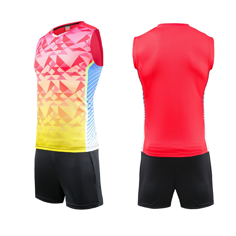 Printed Badminton Uniform Suit For Men And Women Sleeveless Volleyball Uniform Sweat-absorbent Sport Wear