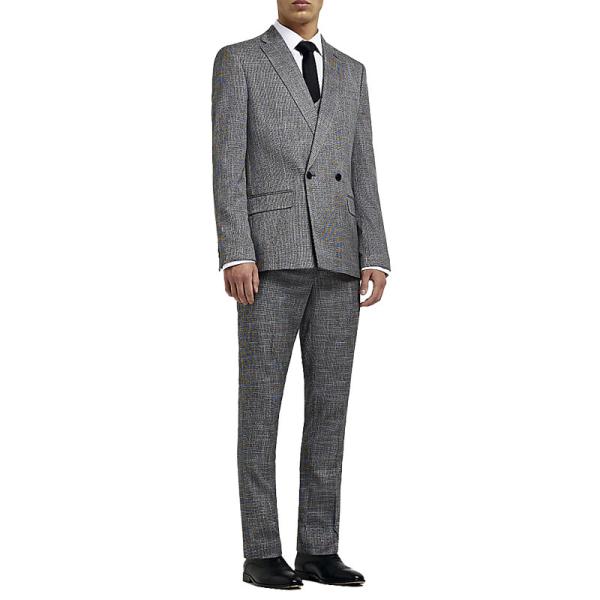 2PCS Custom Men'S Stylish Skinny Fit Houndstooth Tuxedo For Special Occasion Jacket Trousers