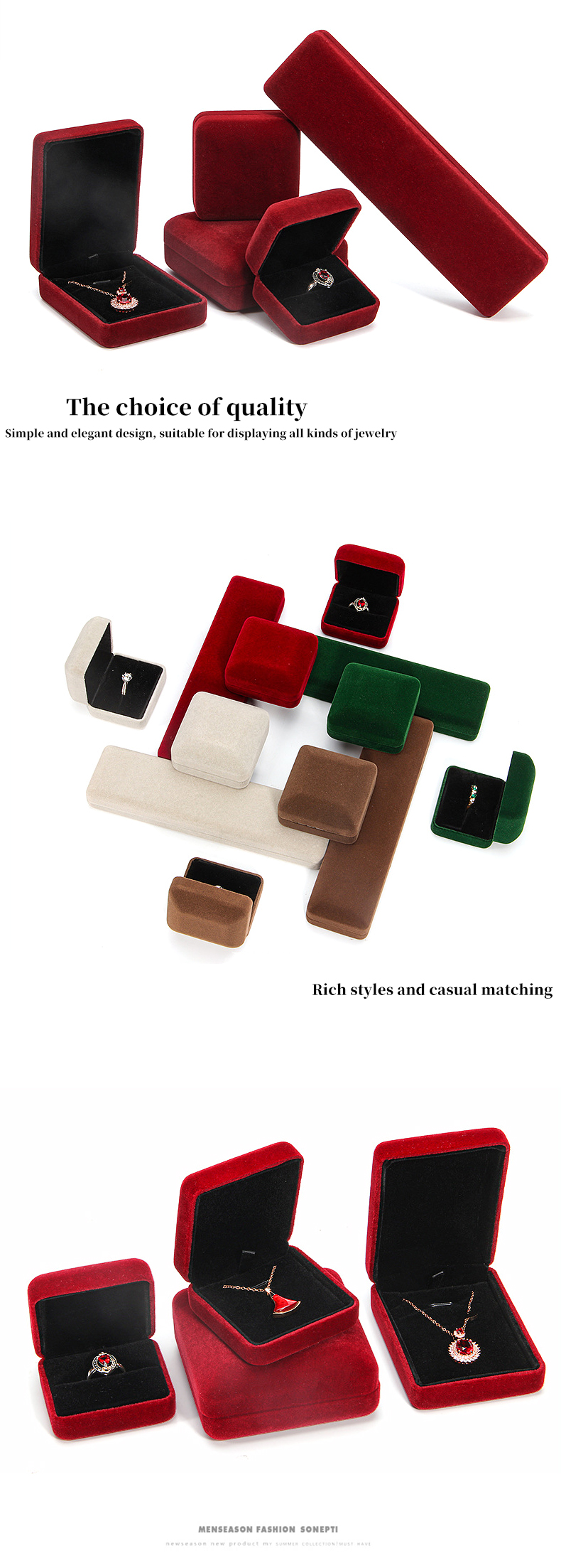 Luxury Velvet Jewelry Set Box for High Grade Green Packaging Bracelet Necklace Ring