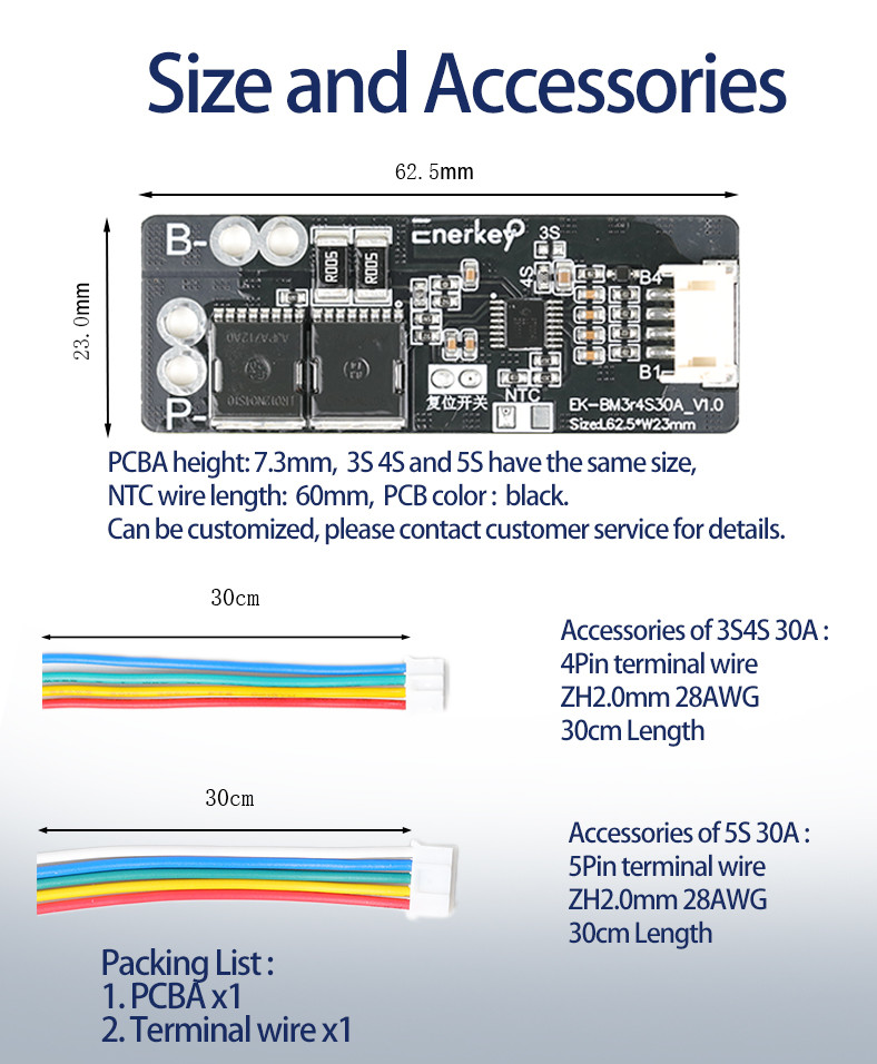 Enerkey 3S 4S 30A BMS With NTC 11.1V 12.6V 14.8V 16.8V PCB Protection Board For 18650 Li-ion Lithium Battery Cell
