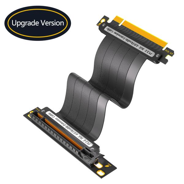 PCIE 4.0 Extension Cable, Black 16x Shielded High Speed GPU Riser Cable with PCI Express Port for GPU Extension Card, Length 20cm(90 Degree )