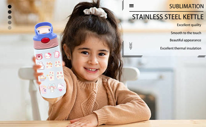 12oz Sublimation Blanks Sippy Cup Sublimation Tumblers For Kids Stainless Steel Insulated Toddler Water Bottle With Leak-Proof Straw Lid And Handle