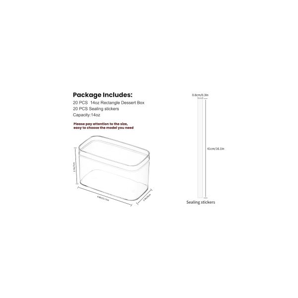 Rectangle Clear Plastic Dessert Cups With Lids And Stickers Disposable Fruit Cups For Dessert,Tiramisu Container With Lid,Cupcake,Parfait,Pudding,Iced