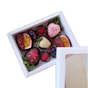 Quality Folded White Strawberry Chocolate Container Box Packing With Clear Window for sale