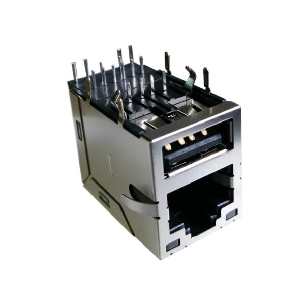 1840012-2 Mag45 Over Single USB Gigabit Rj45 With Leds Rj45 USB Connector Combo
