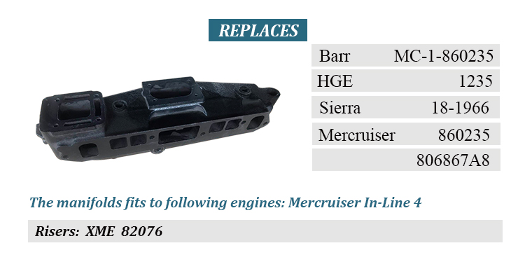 Mercruiser In-Line 4 Engine Marine Exhaust Manifold and Riser with Easy Installation