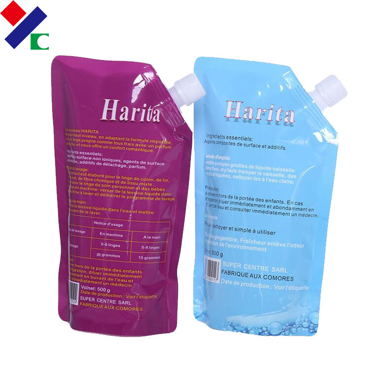 Doypack Standing Washing Powder Packaging Bag / 80 mic Liquid Detergent Pouch