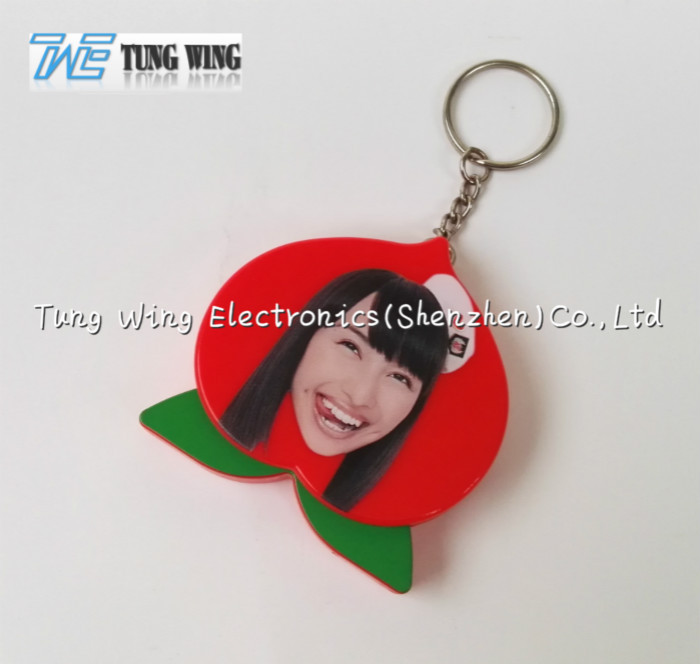 OEM Funny Red Peach Shaped Musical Keyring , Custom Talking Keychain