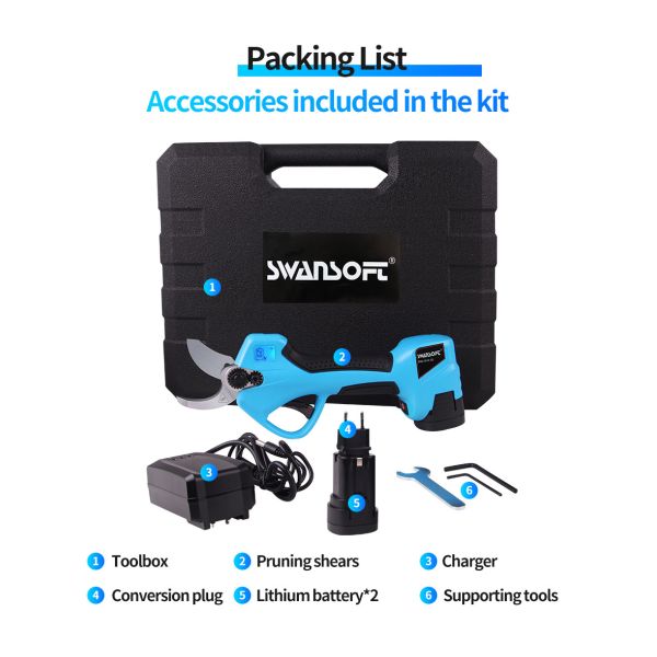 16.8V 32mmNuevas tijeras de podar eléctricas, tijeras de podar, tijeras de jardín de batería de litio, tijeras de radio