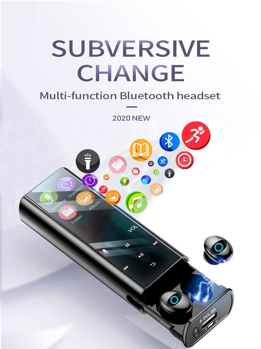 Q1 Wireless Bluetooth Earphone Earbuds Multi-Function MP3 Player Headset Ipx7 Waterproof 9d Tws Headphone (with 3500mAh Power Bank Charging Case)