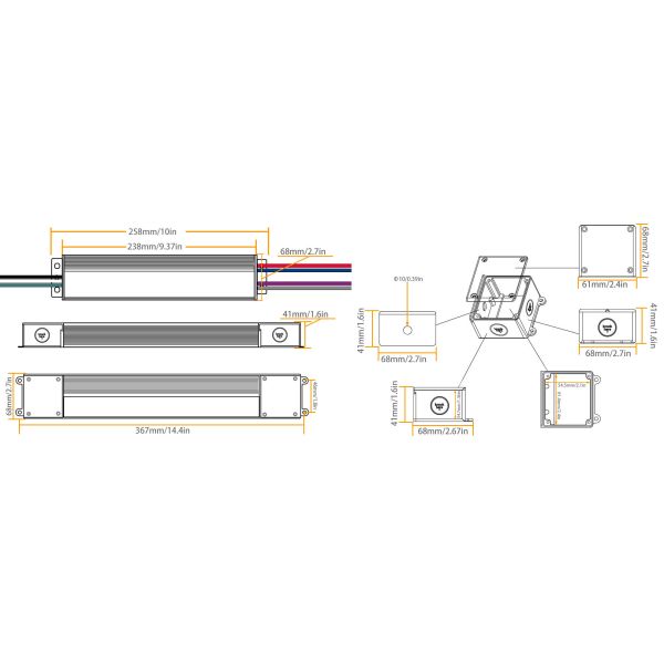 240W IP65 Dimmable LED Driver with 5-Year Warranty and 100-277V Input for Outdoor High-Power Applications
