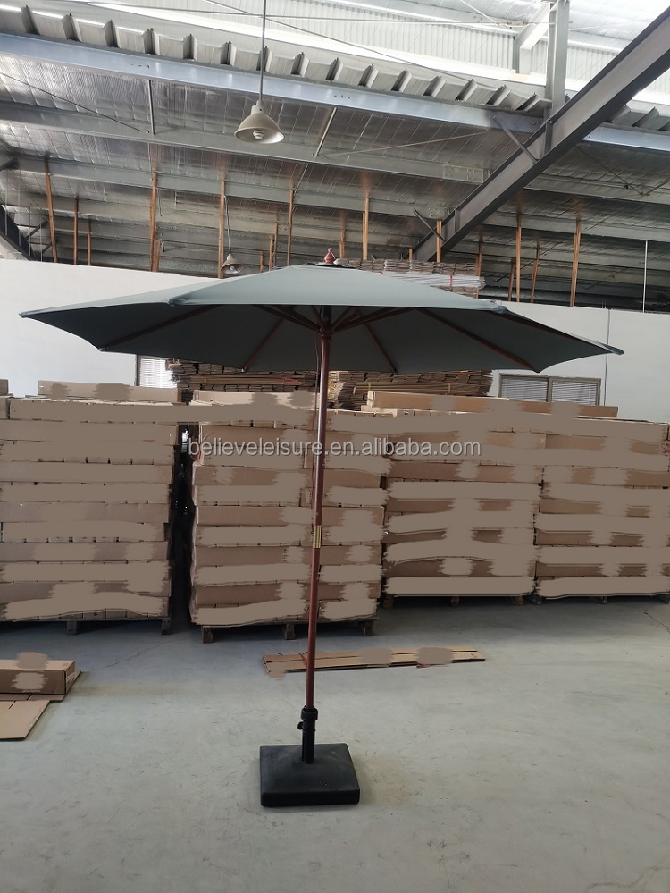 Stable Structure Wooden Umbrella with Pongee Panel Material and 2.5m Open Diameter