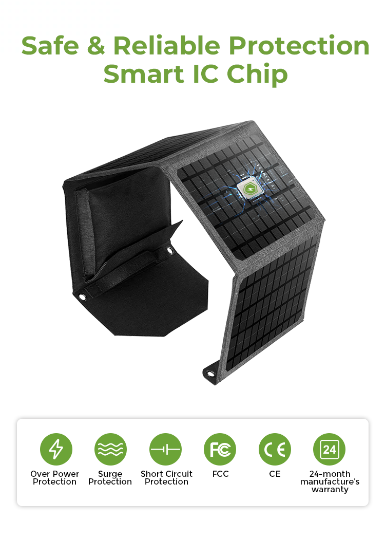 24W Powered Solar Mobile Phone Charger Cell For Outdoor Camping Hiking