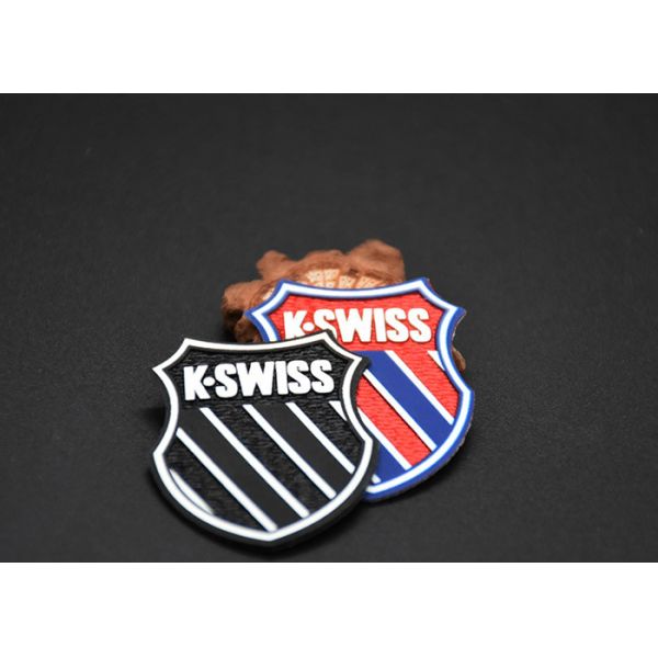 Woven Fabric Heat Transfer Patches With Printed Silicone Logos