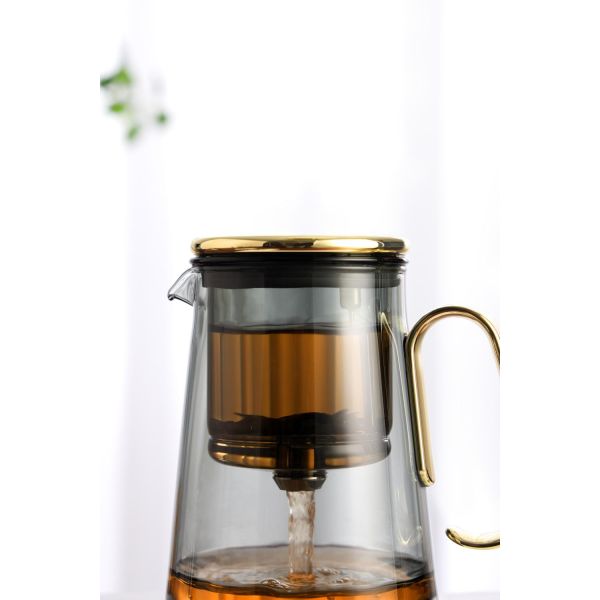 Countertop Loose Leaf Glass Infuser Teapot Kettle for Cafes Coffee Shops