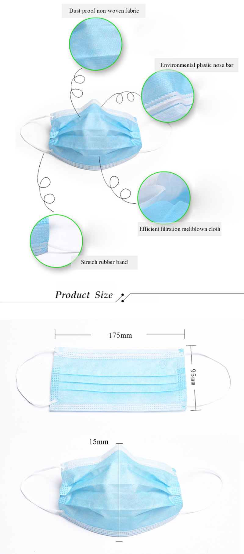 Non Woven Medical Grade Face Mask Anti Fog High Elastic Earband Non Toxic