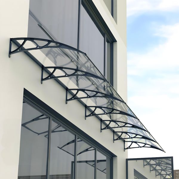 Mannual Polycarbonate Window Awning With Transparent 2.5mm Polycarbonate Solid Sheet Or 5.0mm Polycarbonate Hollow Sheet Made From PC Materials Of