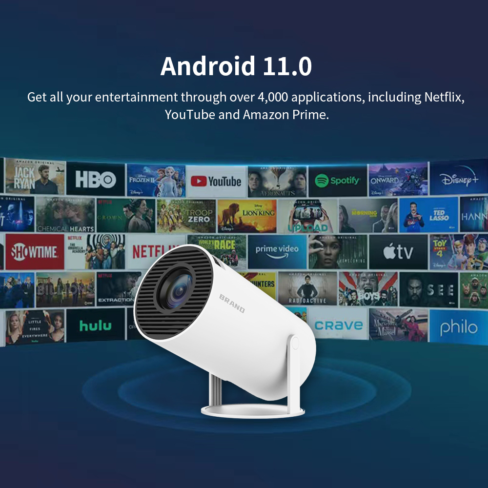 Flyin HY300 3D 4K Mini Android LED Projector 1080P Smart WiFi with Wide Angle Clarity Portable and Built-in Speaker