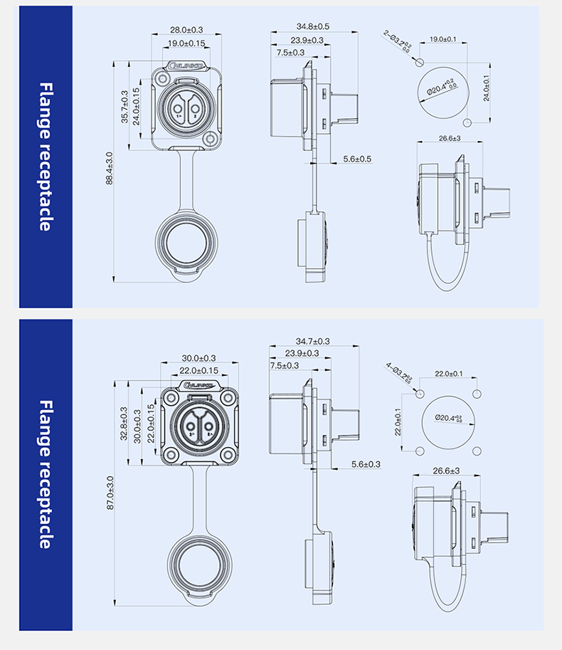 Cnlinko LP20 RJ45 Plastic Circular Waterproof Aviation Connector signal Rj45 Waterproof Connector
