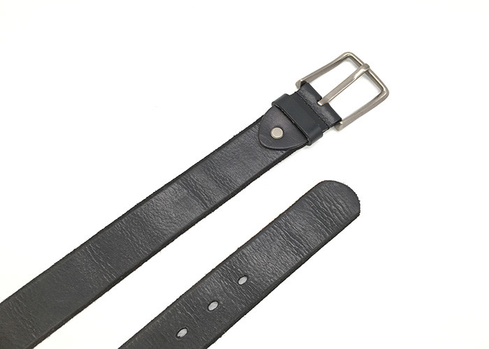 Black Mens Casual Leather Belt With Zinc Alloy Buckle 3.8cm Width