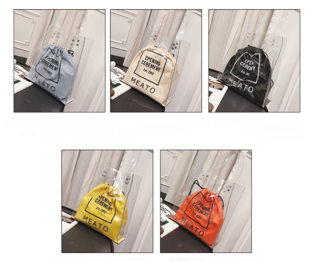 Hot Stamping 0.25MM PVC Handbags With Two Braid Hands