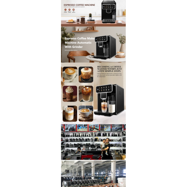 Automatic Coffee Machine 15 Bar ULKA Pump 1350W Touch Screen 1.5L Tank