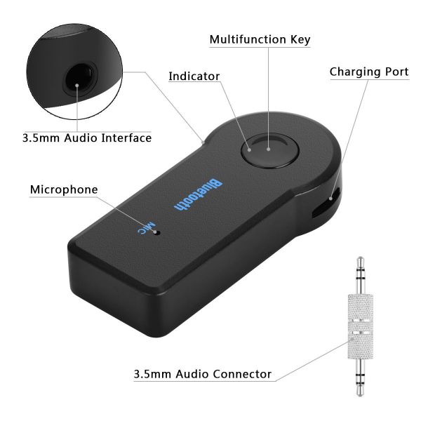 Universal Bluetooth Transmitter Car Kit Handsfree 3.5mm Streaming Car A2DP Wireless AUX Audio Music Receiver Adapter