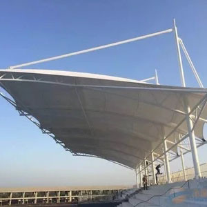 PU Curved Tensile Membrane Roof PTFE Membrane Architecture Cutting