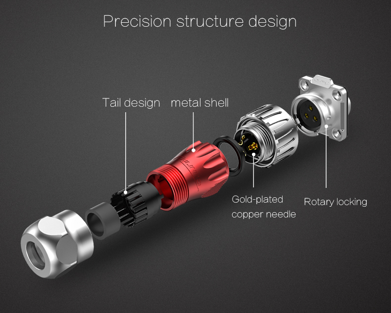 Waterproof Cable Connector 4 Pin Waterproof Plug Cable Male Female Panel Mount