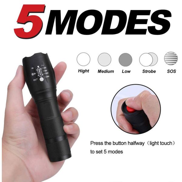Camping Tactical Torch Outdoor Working Light IP65 Multifunction Emergency Flashlight