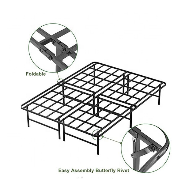 Coastal Design Style Modern and Strong Simple Folding King Iron Frame Bed Foldable