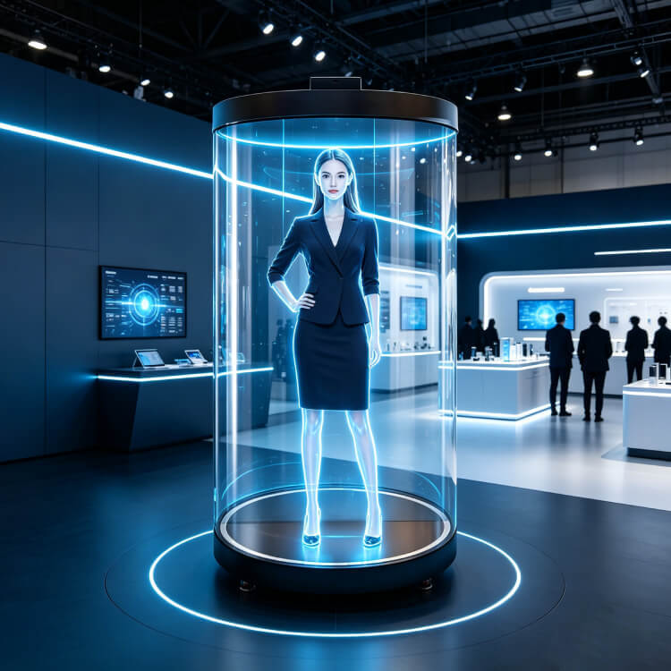 75 Inch 3D Holographic Transparent Showcase All In One Digital Human Display Android AI Touch Screen Kiosk For Commercial Exhibition Real Estate