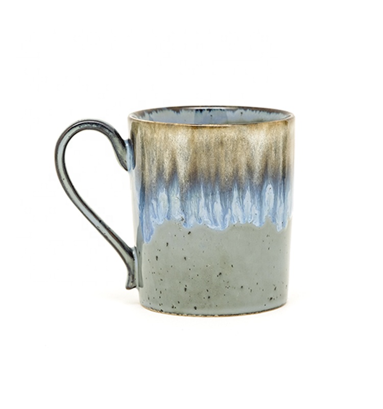 Ceramic 3D blue brown Mug Ceramic Coffee Milk Mug with 3d reactive glaze