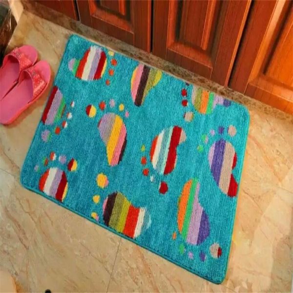 Polyester hand tufted pattern modern bath room mat with latex backing