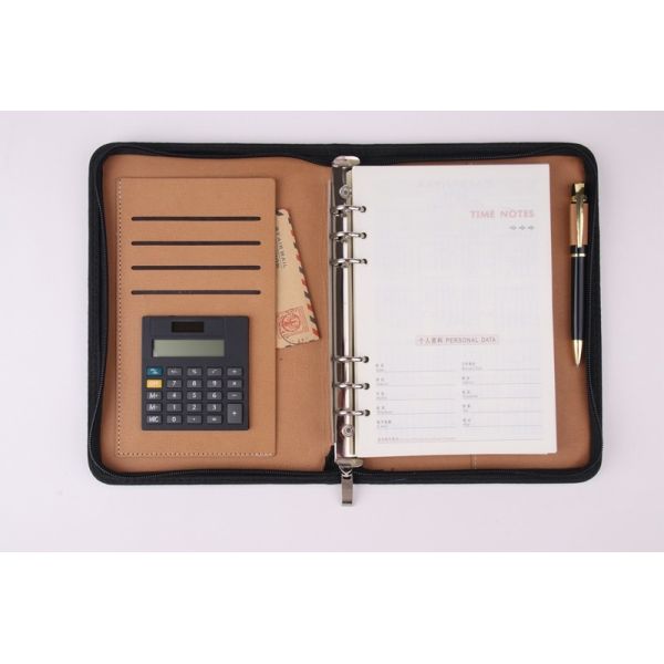 8.5 inch loose-leaf business notebook with zipper and calculator 2019 new design