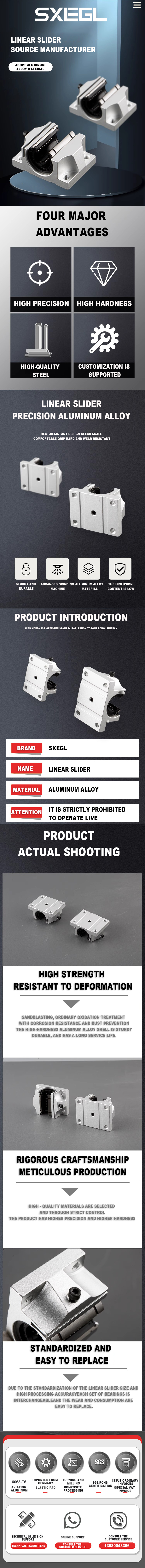 Customized Linear Guide Rail Block Aluminum Slide Unit Lightweight Easy to Assemble