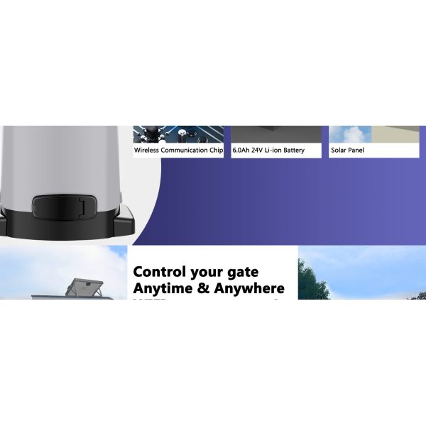 Remote Control Electric Sliding Gate Motor With Solar Panel WiFi Control Backup Battery