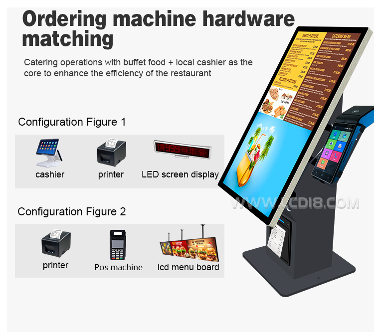 Restaurant Wall mounted Self-service Payment Kiosk 21.5" Android 11.0 Touch Screen - All-in-One with Thermal Printer & QR Scanner