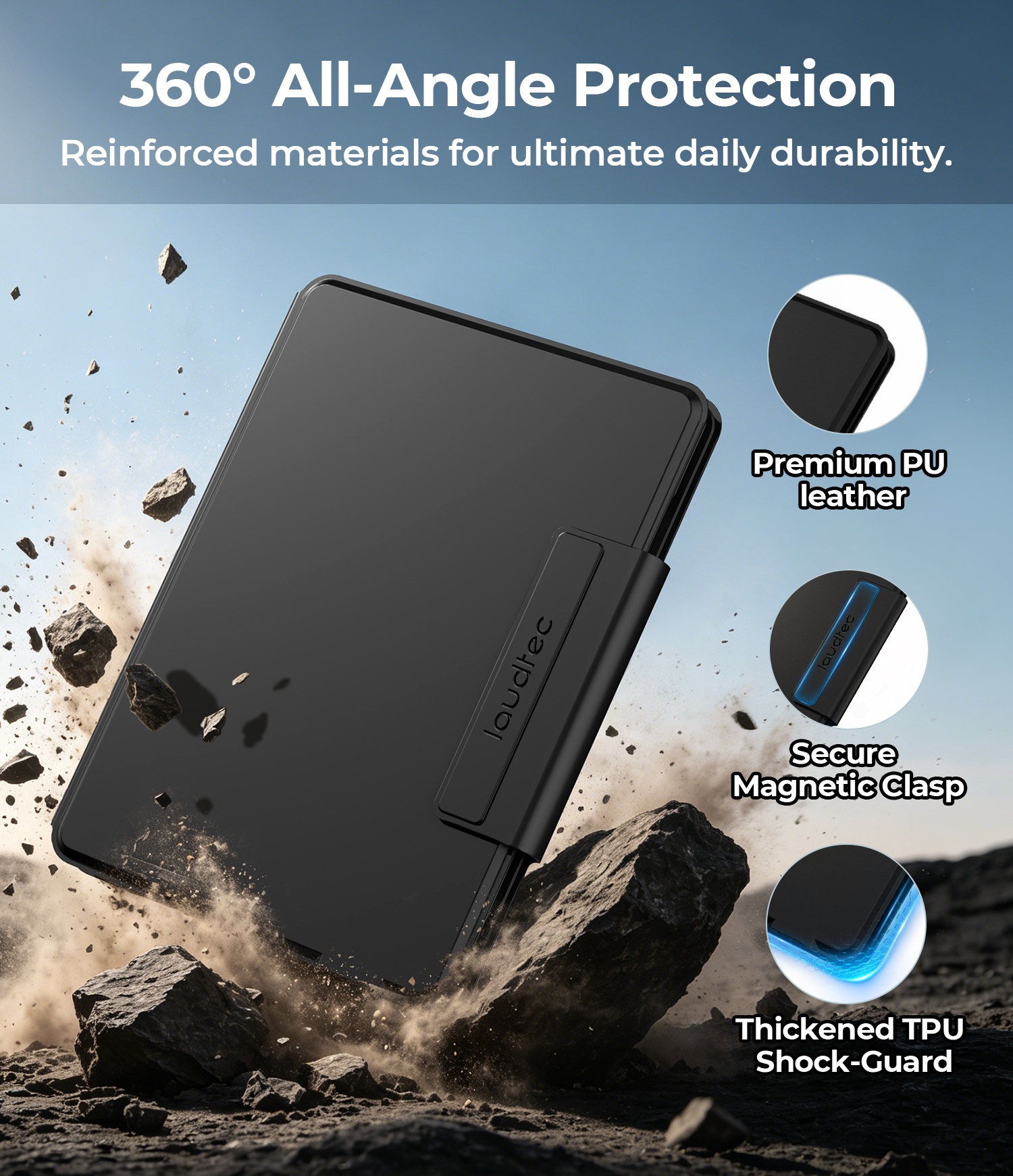Wholesale 7-Color Backlit Rugged Keyboard Folio Case with Trackpad for Samsung Tab A9+/A11+ Plus,SM-X210/X230 Compatible
